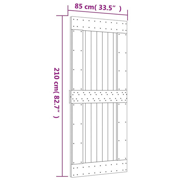 vidaXL Deur NARVIK 85x210 cm massief grenenhout