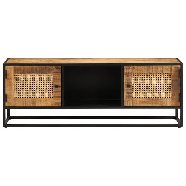 vidaXL Tv-meubel 110x30x40 cm massief ruw mangohout en ijzer