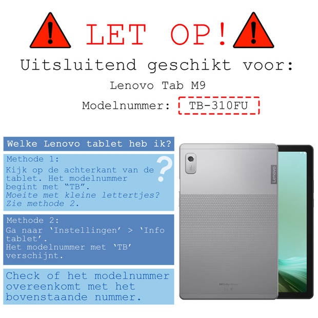 Basey Lenovo Tab M9 Hoesje Kunstleer Hoes Case Cover -Donkerblauw