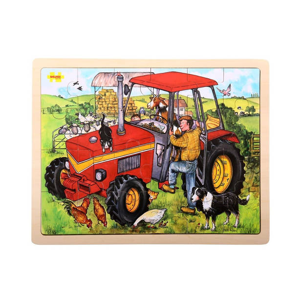 Bigjigs Houten Puzzel Tractor - 24 stukjes