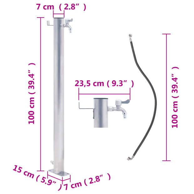 vidaXL Waterzuil 100 cm roestvrij staal rond