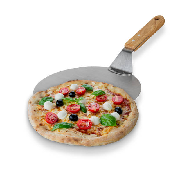 Nonna pizzaschep RVS Ø25,5 - pizzaspatel rond voor BBQ of oven met houten handvat - lengte: 43 cm