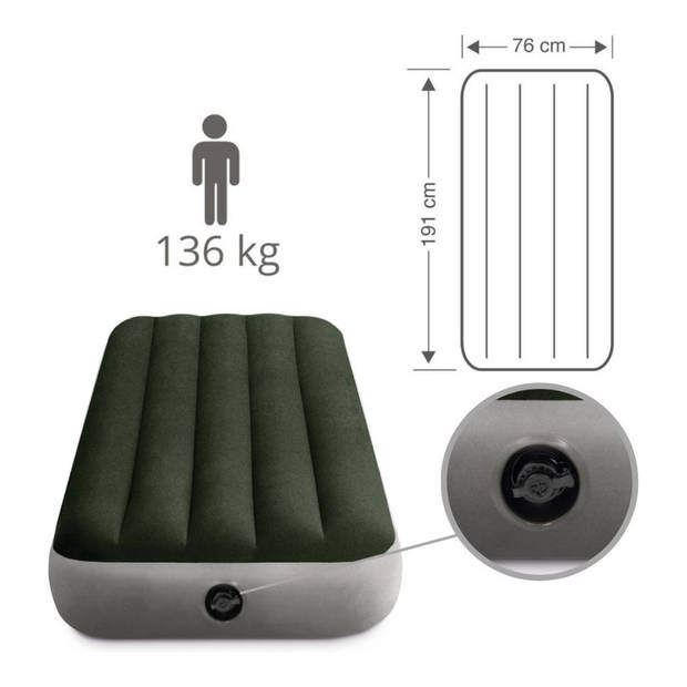 HIXA INTEX Luchtbed 1 Persoons Met Isolatiemat - Luchtmatras - Kampeermat - Campingmat