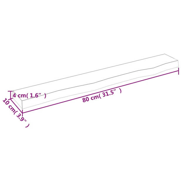 vidaXL Wandschap 80x10x4 cm behandeld massief eikenhout donkerbruin