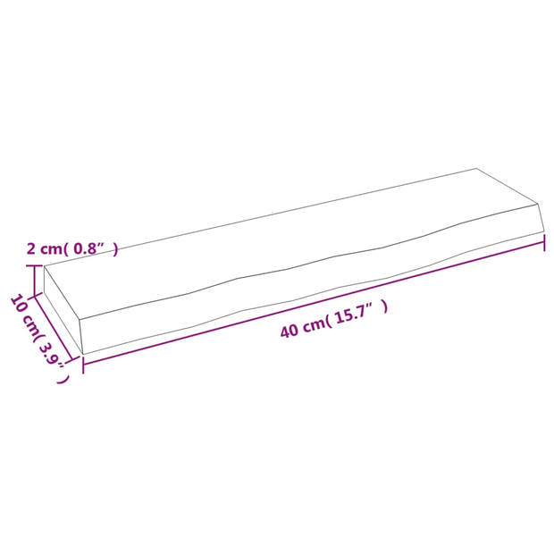 vidaXL Wandschap 40x10x2 cm behandeld massief eikenhout donkerbruin