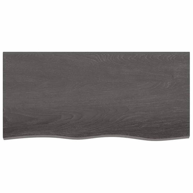 vidaXL Tafelblad 100x50x2 cm behandeld massief eikenhout donkerbruin