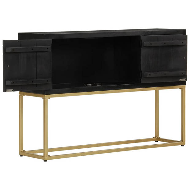 The Living Store Dressoir Mangohout Zwart/Goud - 110x30x75 cm - Stevig en opvallend - Metalen poten - Montage vereist