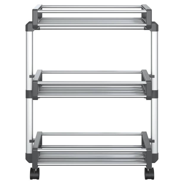 The Living Store Opbergtrolley Aluminium - 59 x 20 x 75 cm - 3 manden - Verstelbare plank - Zilver