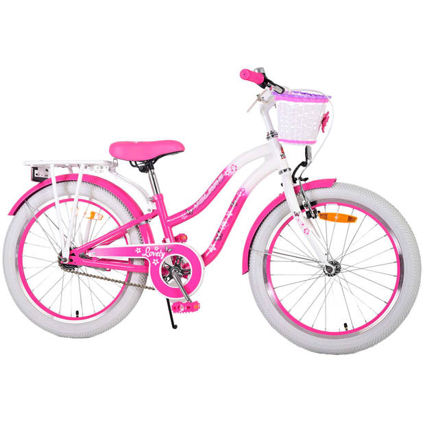 Volare Meisjesfiets Lovely 20 Inch 27,5 cm Meisjes Terugtraprem Roze/Wit