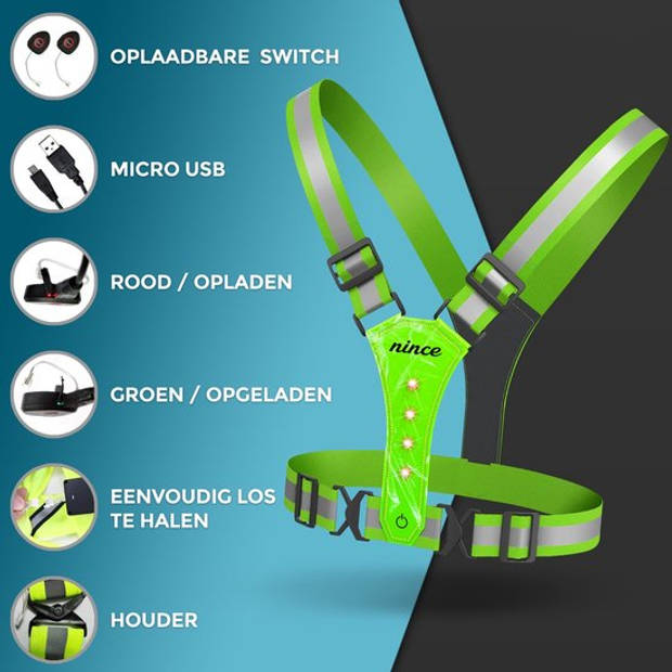 Nince Hardloop Verlichting - USB Oplaadbaar - Reflecterend Vest