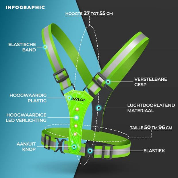 Nince Hardloop Verlichting - USB Oplaadbaar - Reflecterend Vest