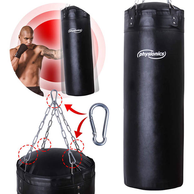 Physionics® Bokszak, boxing, scheurvast, voor boks- en fitnesstraining, 120 x 35 cm