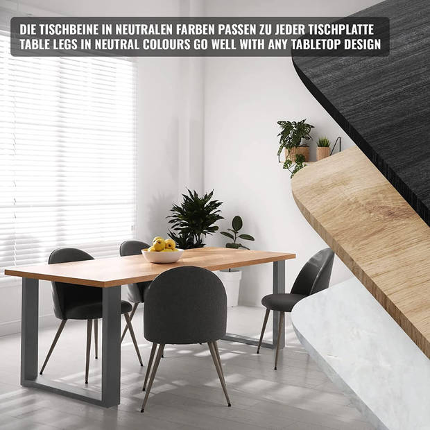 MIADOMODO® 2x tafelpoten- grijs- metaal-90x72 cm -set tafelpoten- tafelframe -tafellopers- tafelonderstel- set van 2