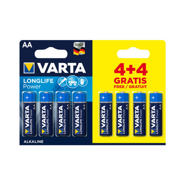 Varta longlife power AA 4 + 4 (20 stuks)