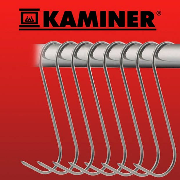 Kaminer set van 15 vleeshaken 150 mm RVS - S Haak - Rookhaak