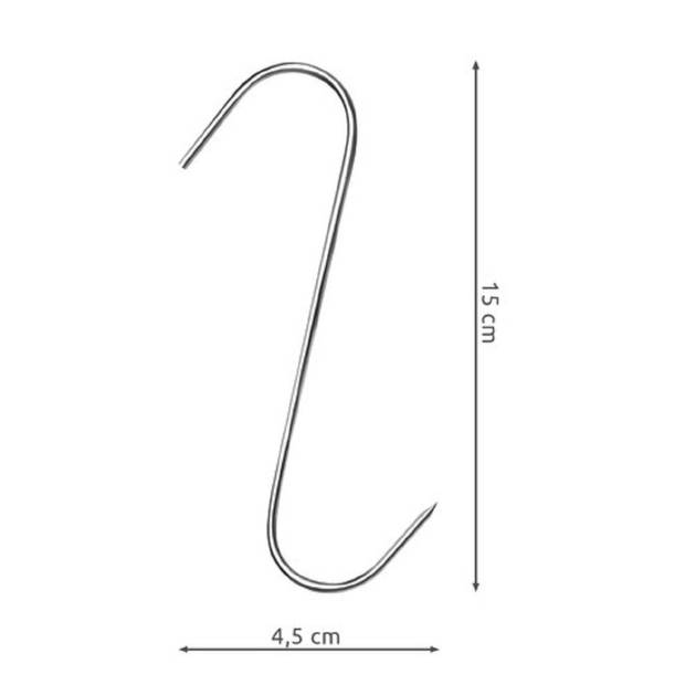 Kaminer set van 15 vleeshaken 150 mm RVS - S Haak - Rookhaak