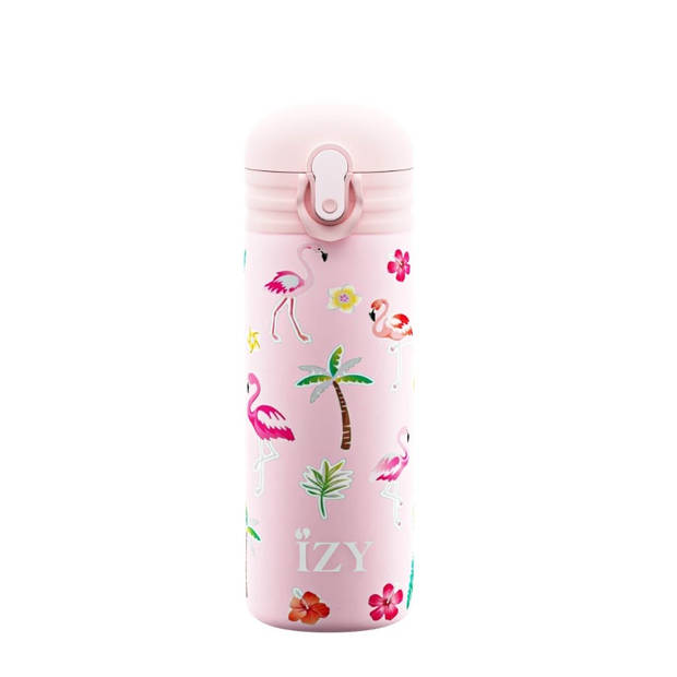 IZY - Thermosfles met Rietje 0.35L, RVS, Flamingo - IZY Kids