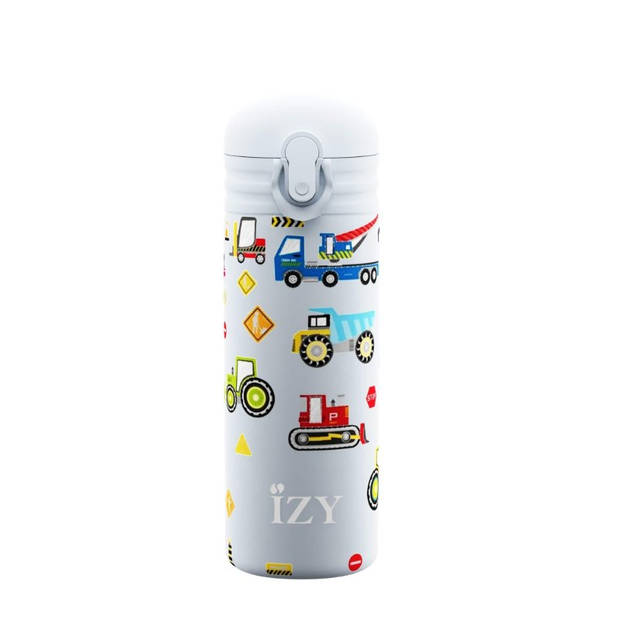 IZY - Thermosfles met Rietje 0.35L, RVS, Machines - IZY Kids