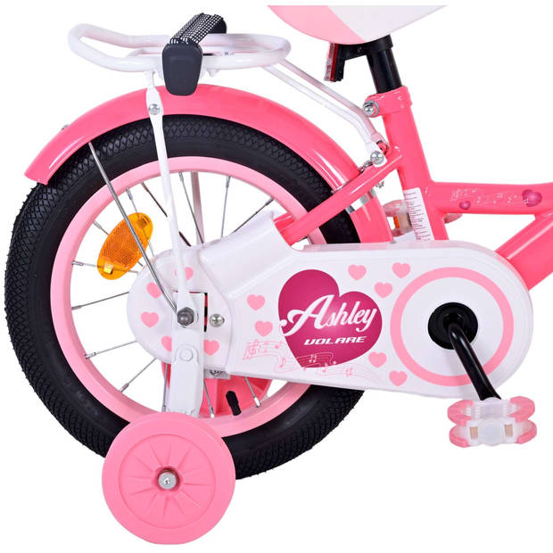 Volare Meisjesfiets Ashley 14 Inch 22,5 cm Meisjes Terugtraprem Donkerroze