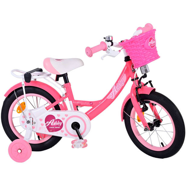 Volare Meisjesfiets Ashley 14 Inch 22,5 cm Meisjes Terugtraprem Donkerroze