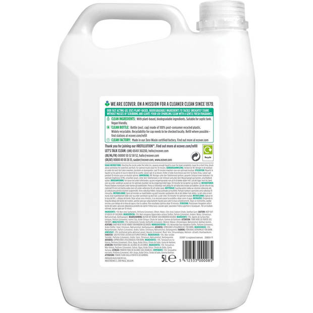 Ecover - Wc reiniger - Pine & Mint - Ontkalkt & Reinigt - 5L + 750 ML Gratis - Voordeelverpakking