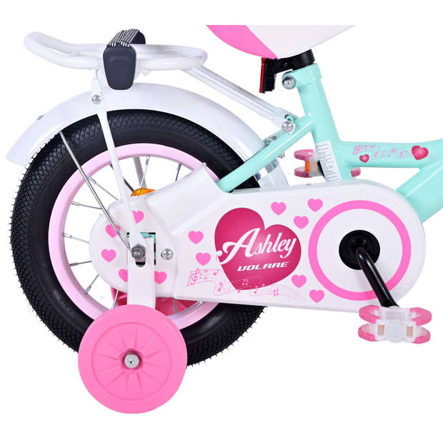 Volare Meisjesfiets Ashley 12 Inch 21,5 cm Meisjes Terugtraprem Mintgroen/Wit