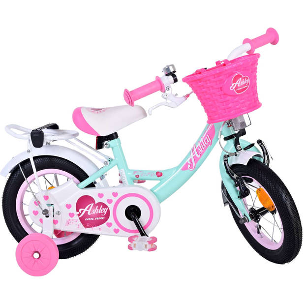 Volare Meisjesfiets Ashley 12 Inch 21,5 cm Meisjes Terugtraprem Mintgroen/Wit