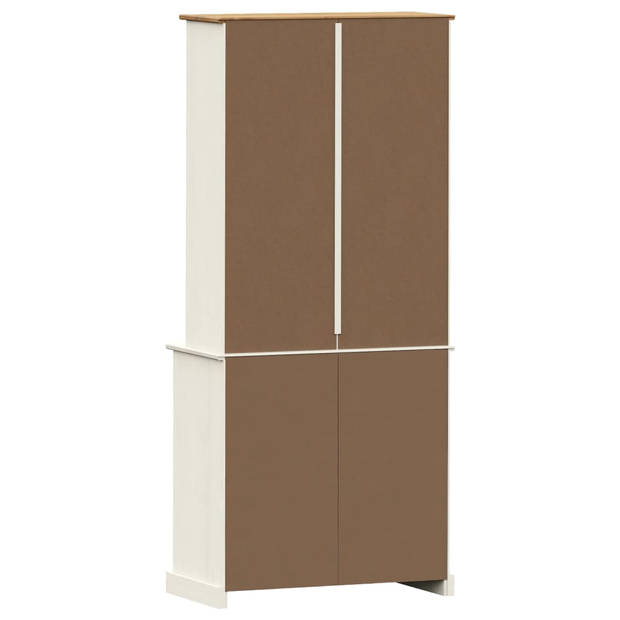 vidaXL Hoge kast VIGO 78x40x175 cm massief grenenhout wit