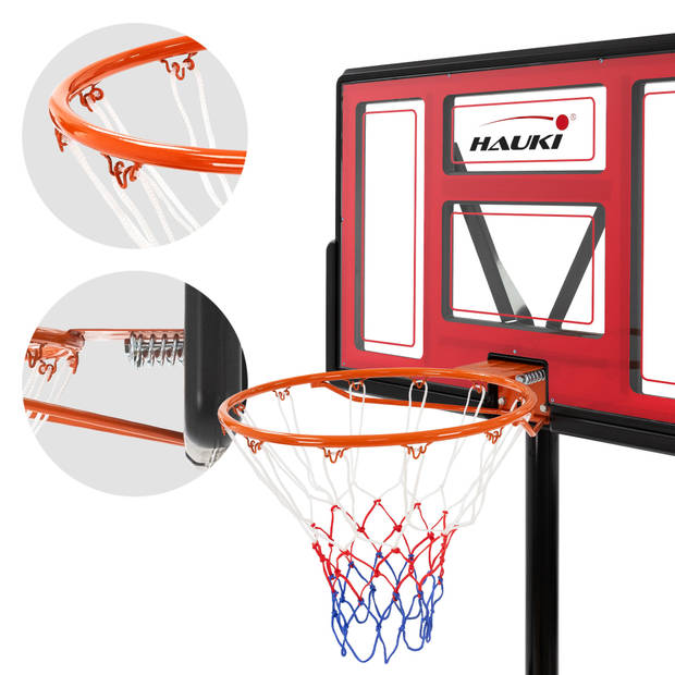 Basketbal hoepelset met standaard rood staal Hauki