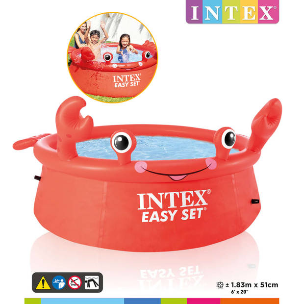 INTEX Easy Set Zwembad Happy Crab opblaasbaar 183x51 cm