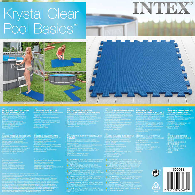 Intex Zwembadbodembeschermers 8 st 50x50 cm blauw