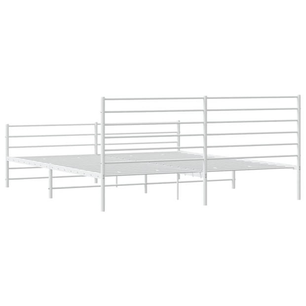 vidaXL Bedframe met hoofd- en voeteneinde metaal wit 180x200 cm