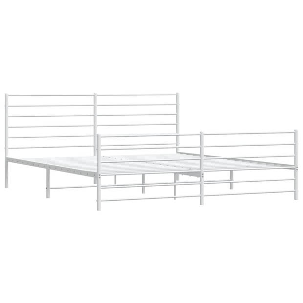 vidaXL Bedframe met hoofd- en voeteneinde metaal wit 180x200 cm