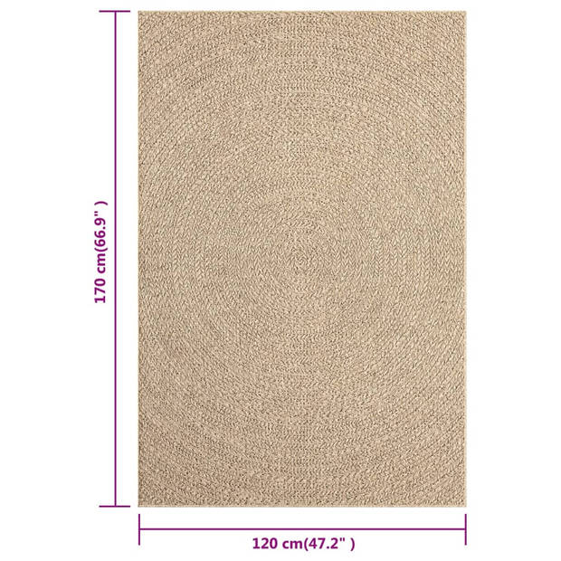 The Living Store Buitentapijt - PP-materiaal - Jute-look - 120 x 170 cm - Uv-bestendig - Rond