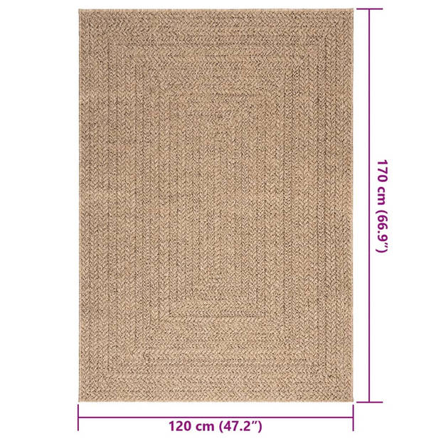 vidaXL Vloerkleed ZIZUR binnen en buiten 140x200 cm jute look