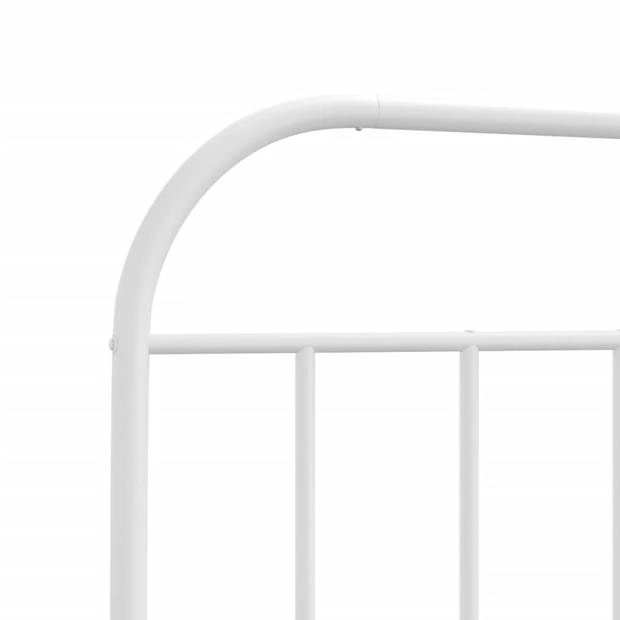 vidaXL Bedframe met hoofd- en voeteneinde metaal wit 107x203 cm