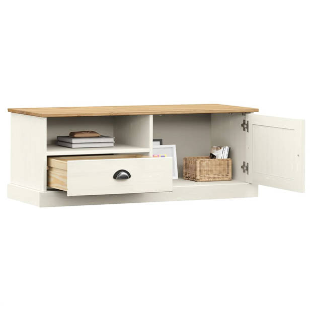 The Living Store VIGO Houten TV-Meubel - 106 x 40 x 40 cm - Massief grenenhout - Wit