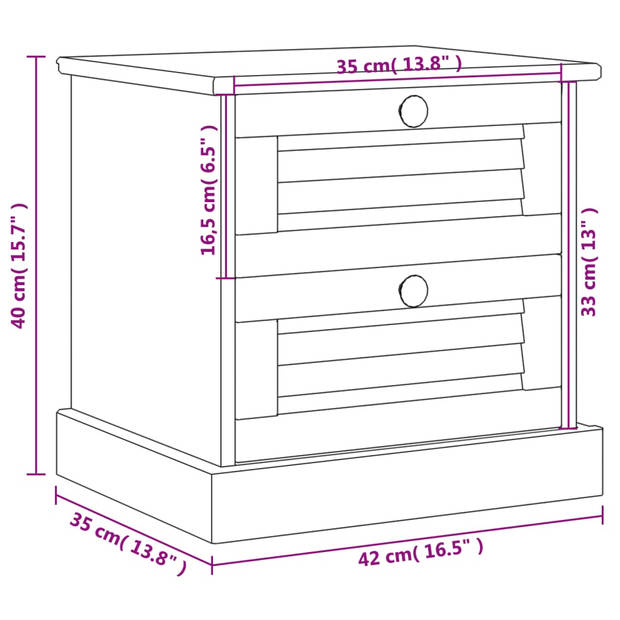 vidaXL Nachtkastje VIGO 42x35x42 cm massief grenenhout