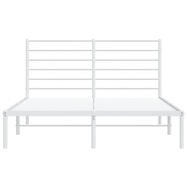 vidaXL Bedframe met hoofdbord metaal wit 135x190 cm