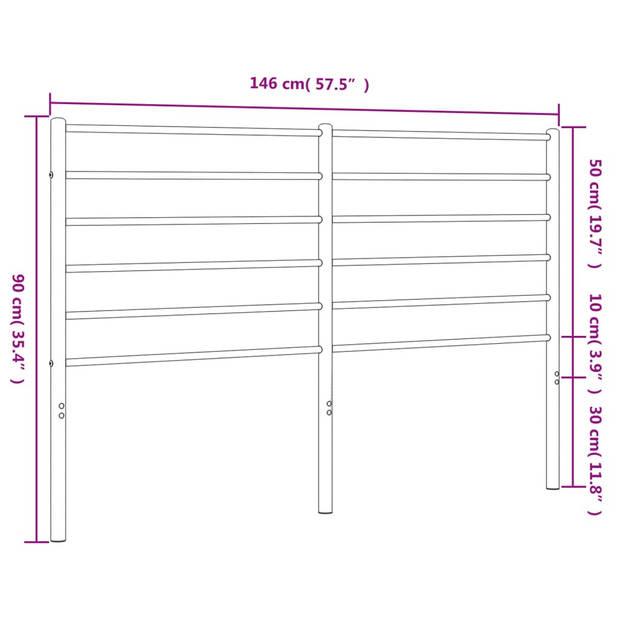 vidaXL Hoofdbord metaal wit 140 cm