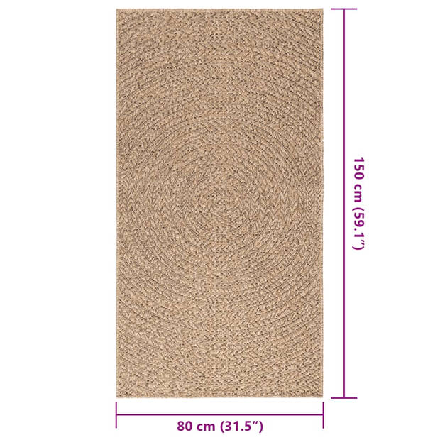 vidaXL Vloerkleed ZIZUR binnen en buiten 80x150 cm jute look