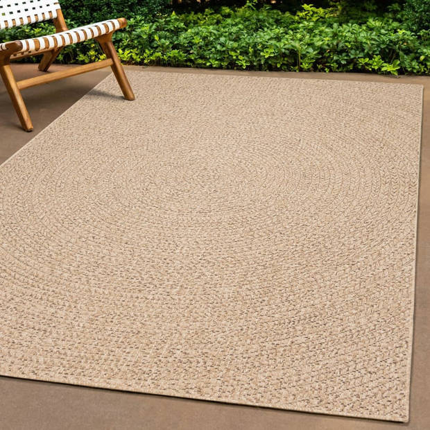 The Living Store Vloerkleed Jute-Look - 200 x 290 cm - UV-bestendig - Rond