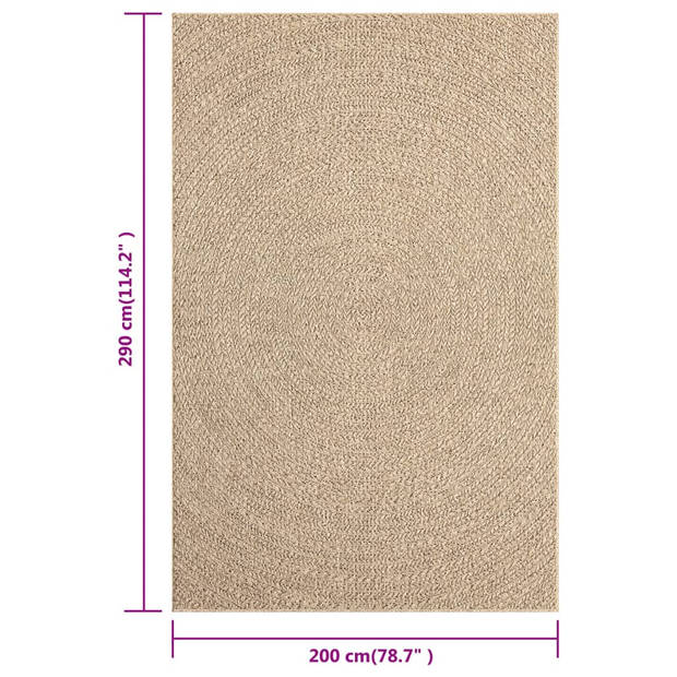 The Living Store Vloerkleed Jute-Look - 200 x 290 cm - UV-bestendig - Rond