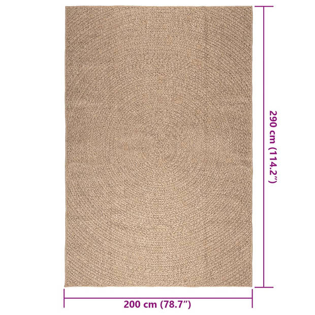 vidaXL Vloerkleed ZIZUR binnen en buiten 200x290 cm jute look