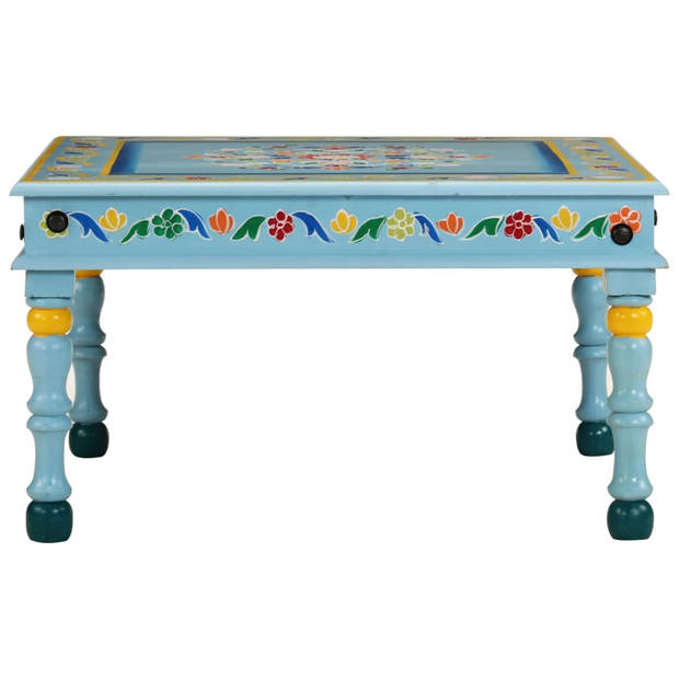 vidaXL Salontafel handbeschilderd massief mangohout turquoise