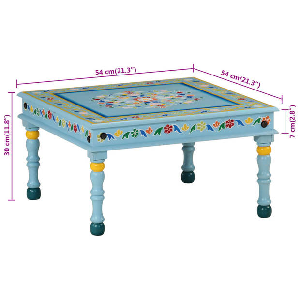 vidaXL Salontafel handbeschilderd massief mangohout turquoise