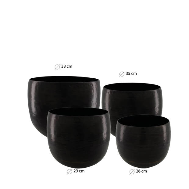 DKNC - Plantenbak Melbourne - Metaal - 38x38x34cm - Set van 4 - Bruin