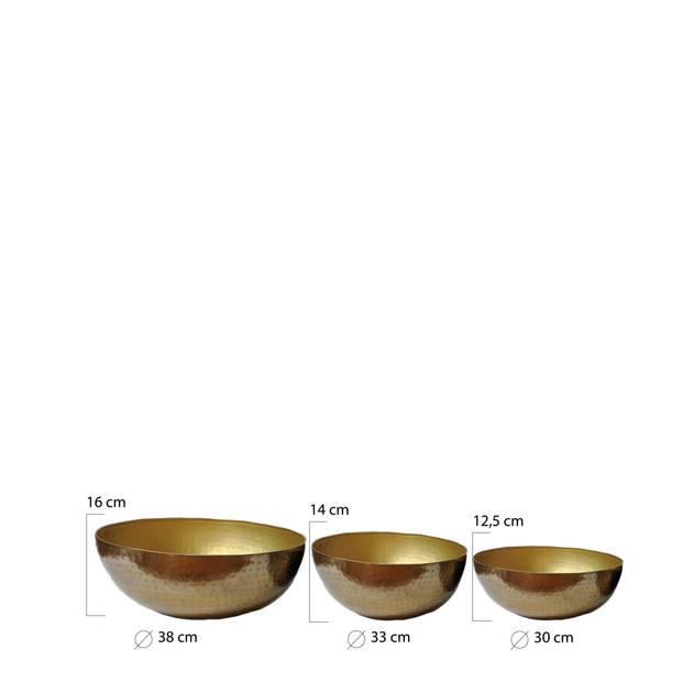 DKNC - Plantenbak Aba - Metaal - 38x16cm - Set van 3 - Goud