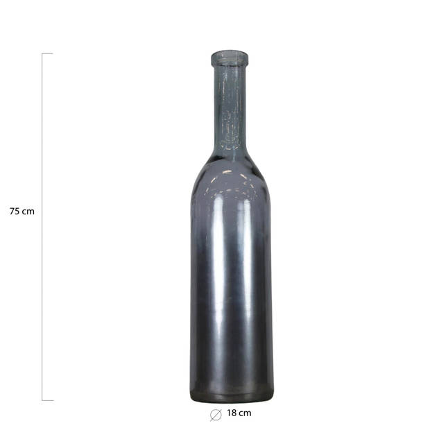DKNC - Vaas Bobby - Gerecycled glas - 18x18x75cm - Zilver