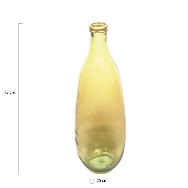 DKNC - Vaas Tainan - Gerecycled glas - 25x25x75cm - Geel